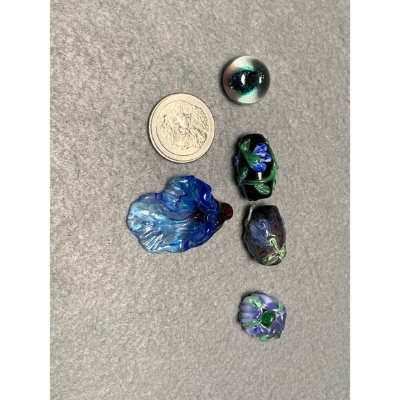 Handmade Lampwork Glass Bead Mix - Floral & Abstract Designs for Jewelry Making - Picture 3 of 8